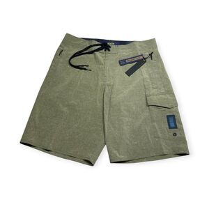 Depactus Long Range Board Shorts Size 32 Dark Green Surf Beach BNWT